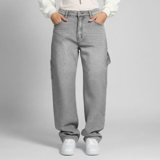 Vaqueros grises con brillantes