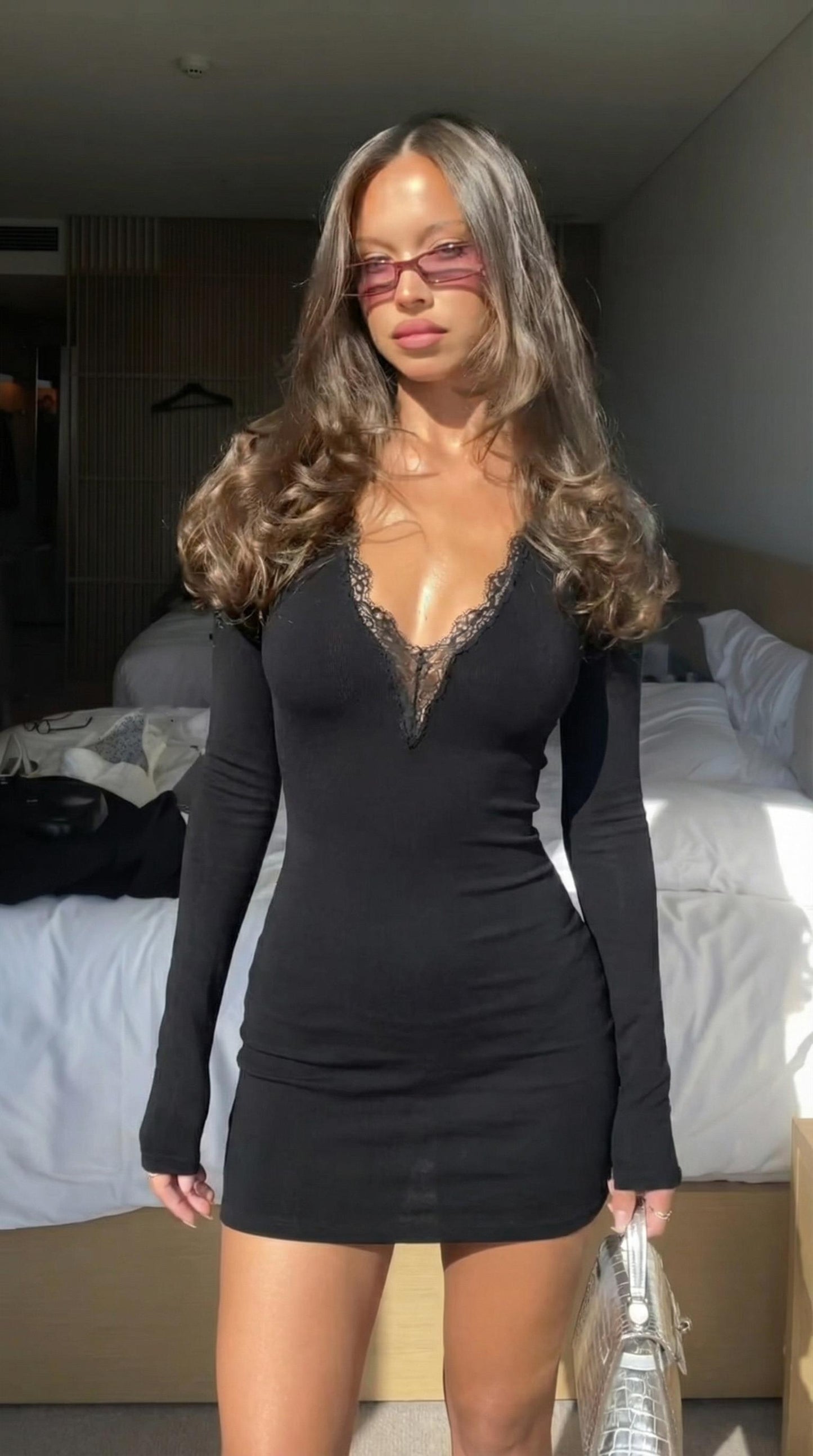 Vestido ajustado con encaje