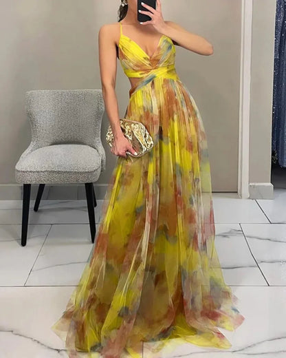 Vestido largo con estampado floral