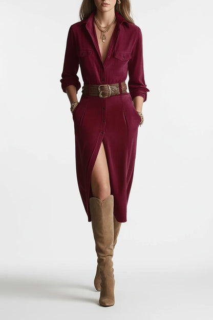 Vestido liso con botones