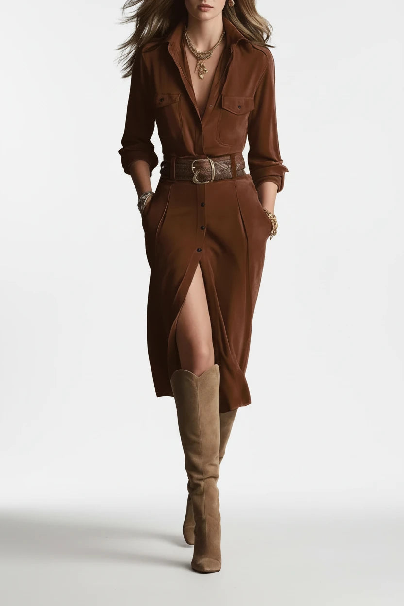 Vestido liso con botones