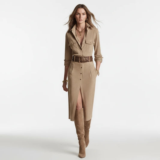 Vestido liso con botones