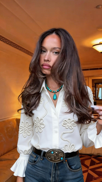 Moore camisa con estampado de flores