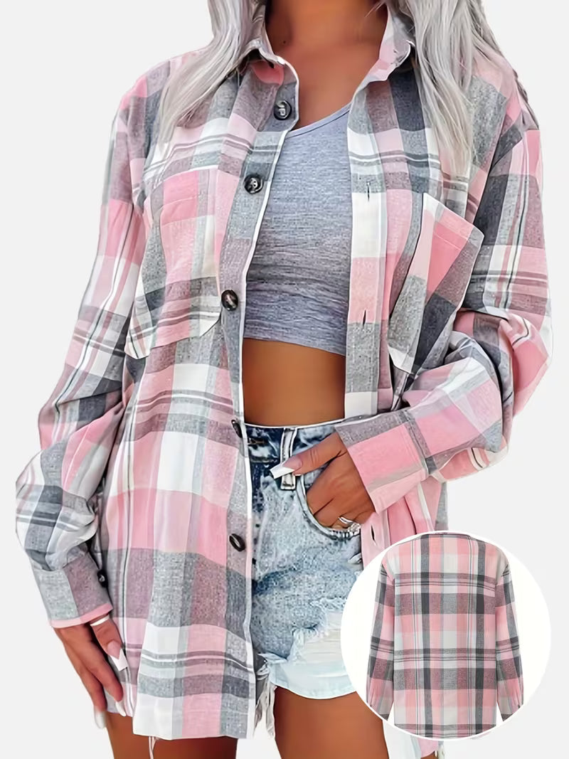 Chaqueta cuadros rosa