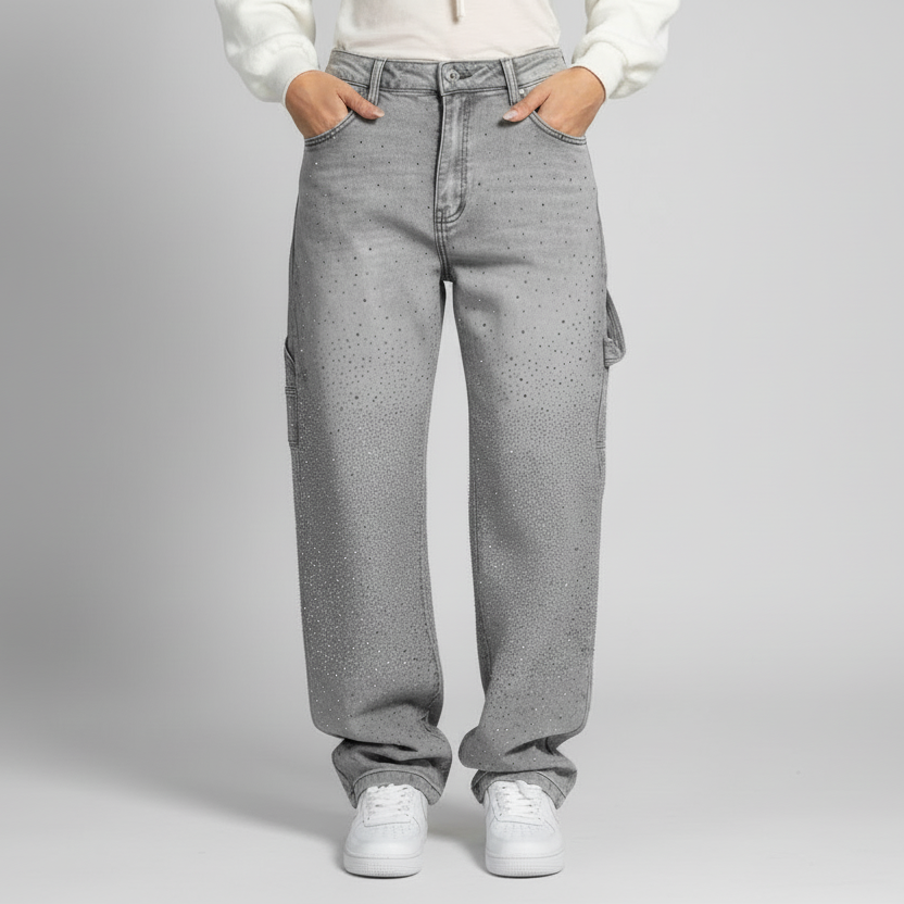 Vaqueros grises con brillantes