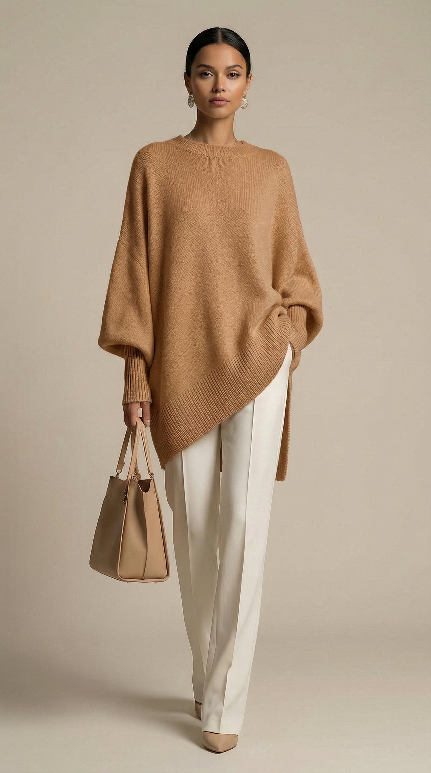 Suéter de punto con mangas abullonadas