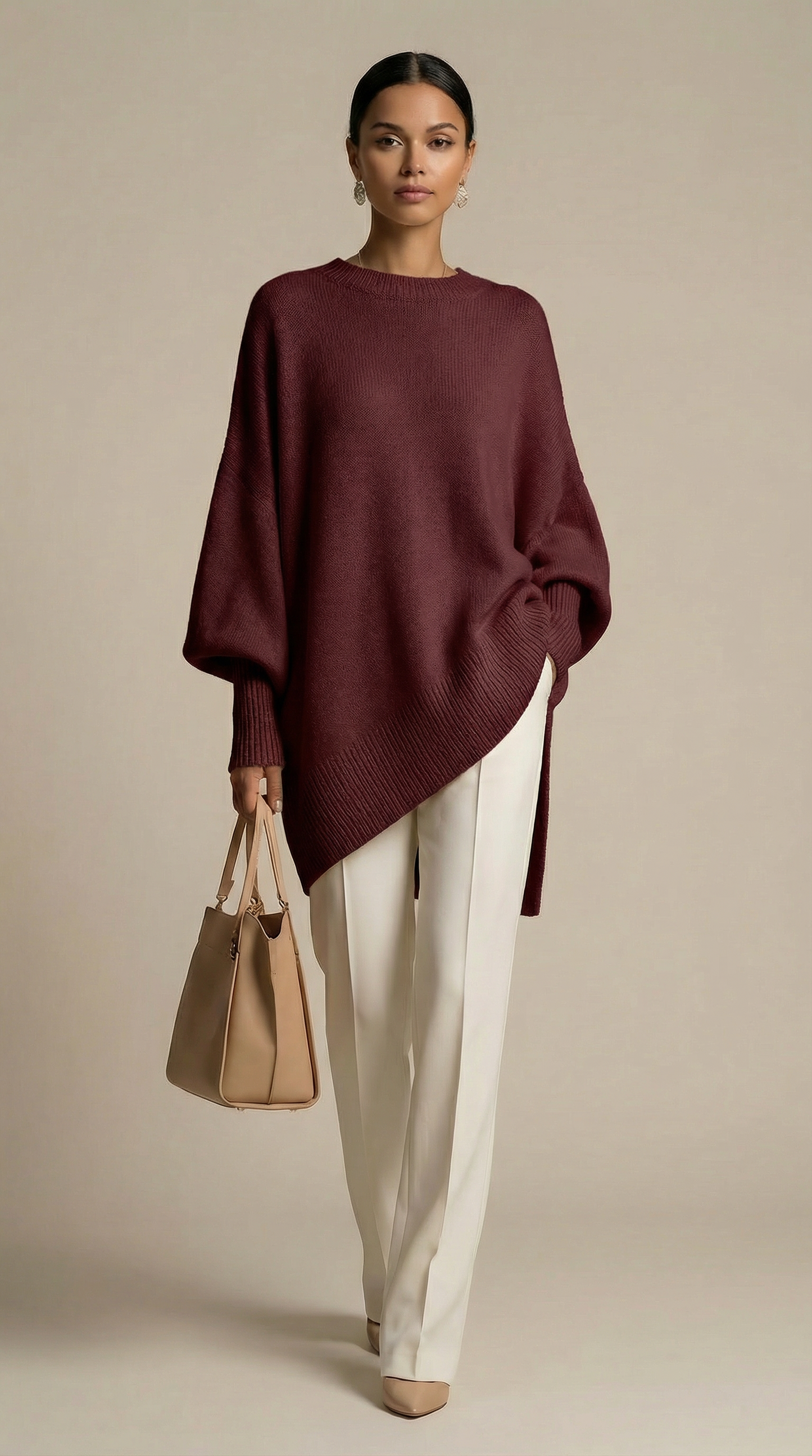 Suéter de punto con mangas abullonadas