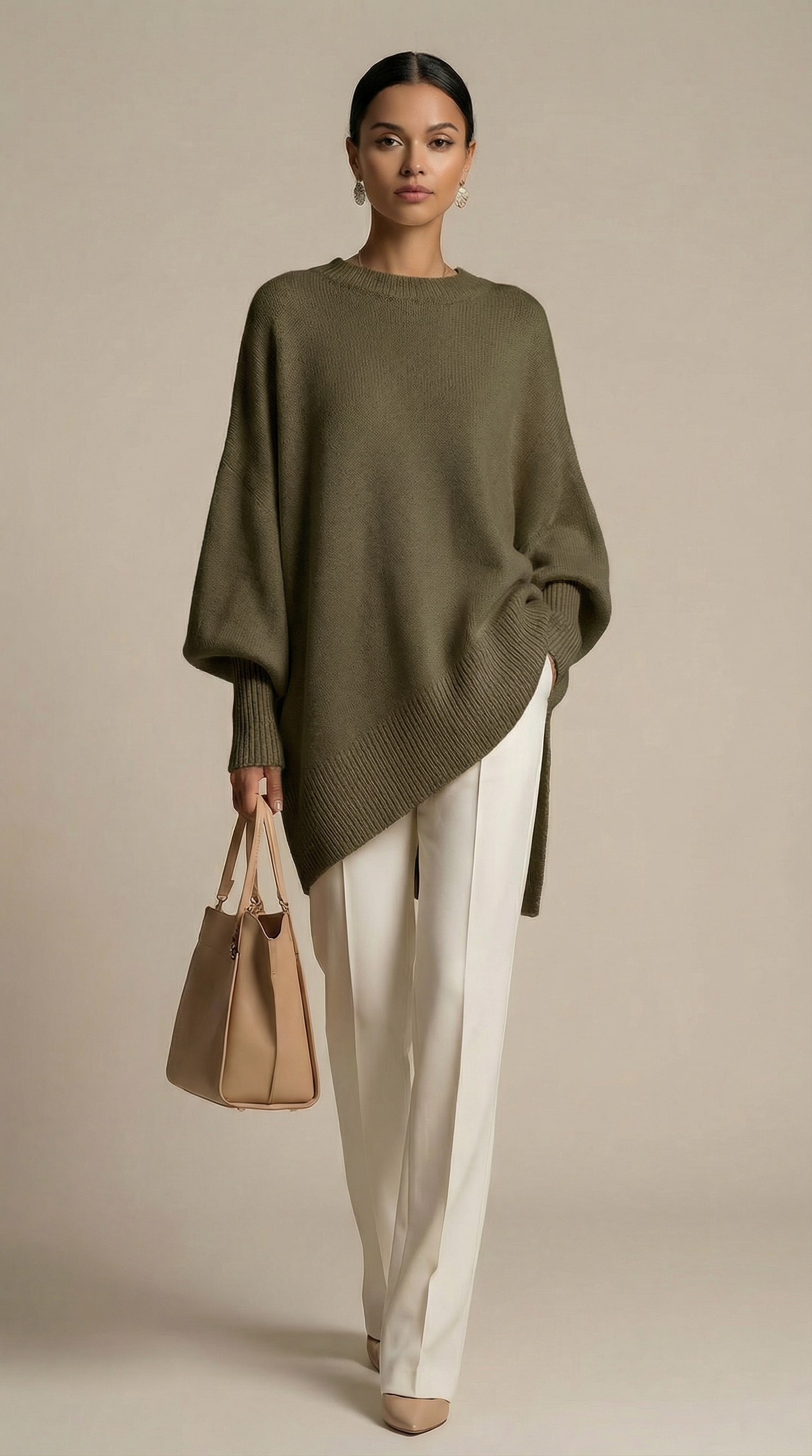 Suéter de punto con mangas abullonadas