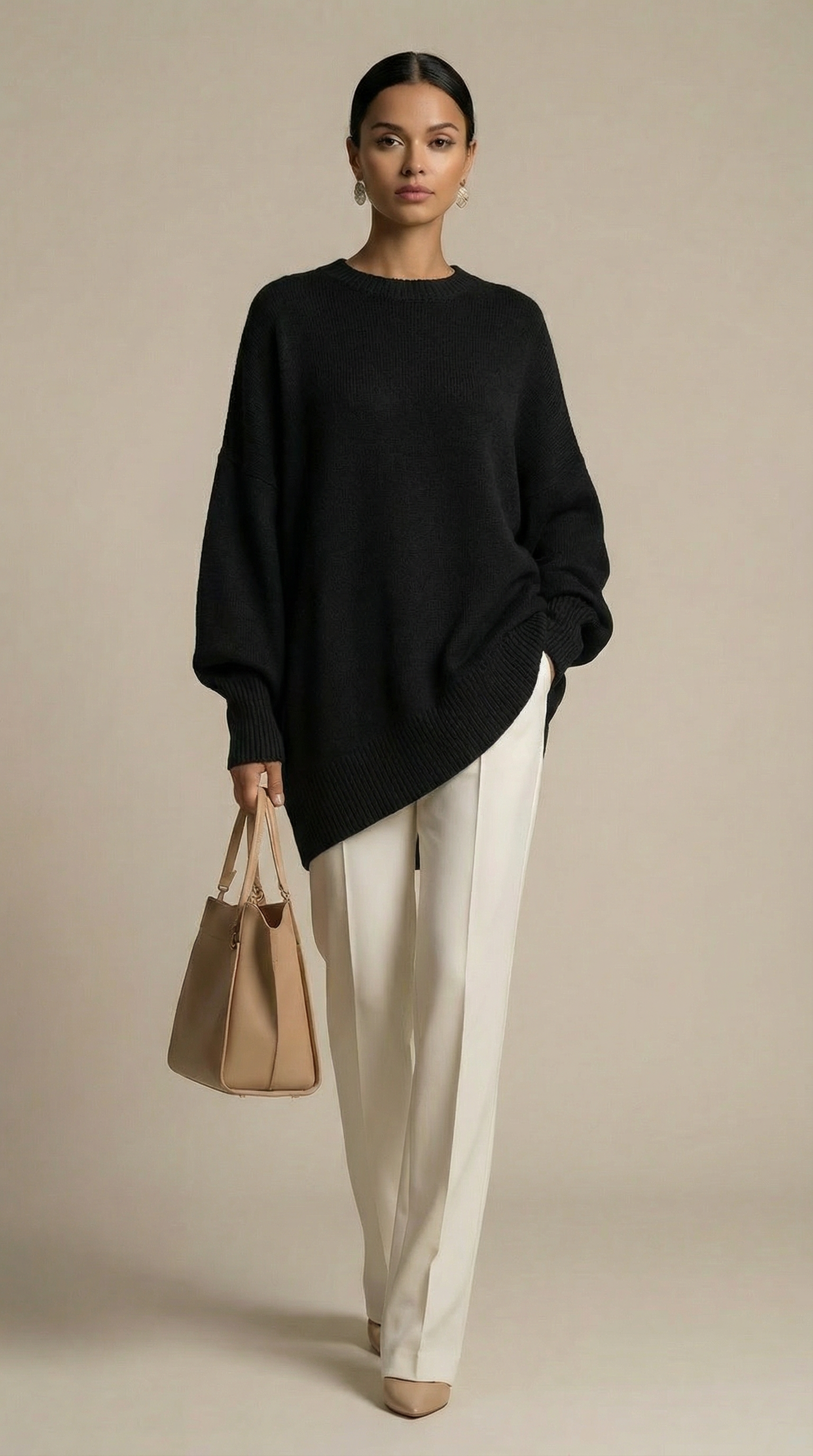 Suéter de punto con mangas abullonadas