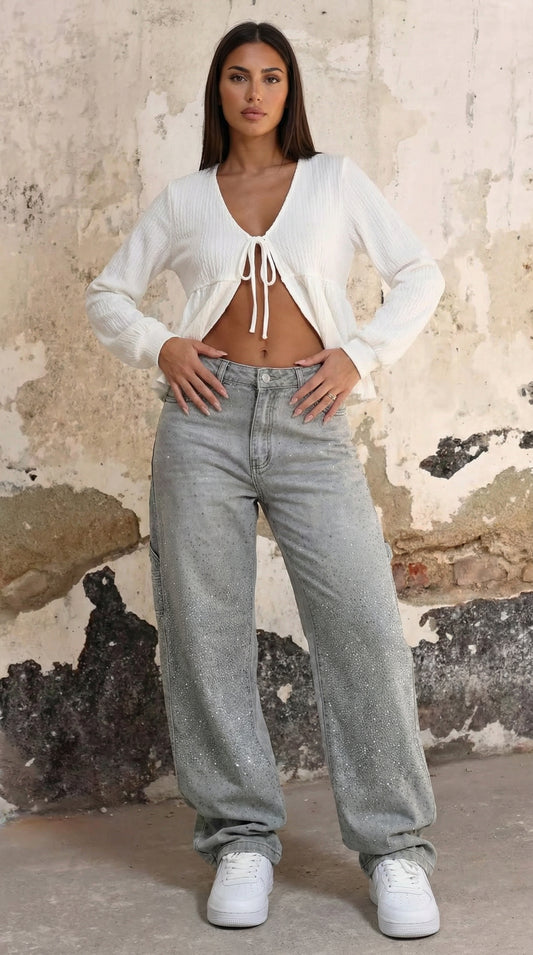 Vaqueros grises con brillantes