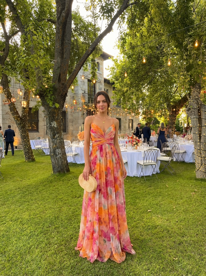 Vestido largo con estampado floral