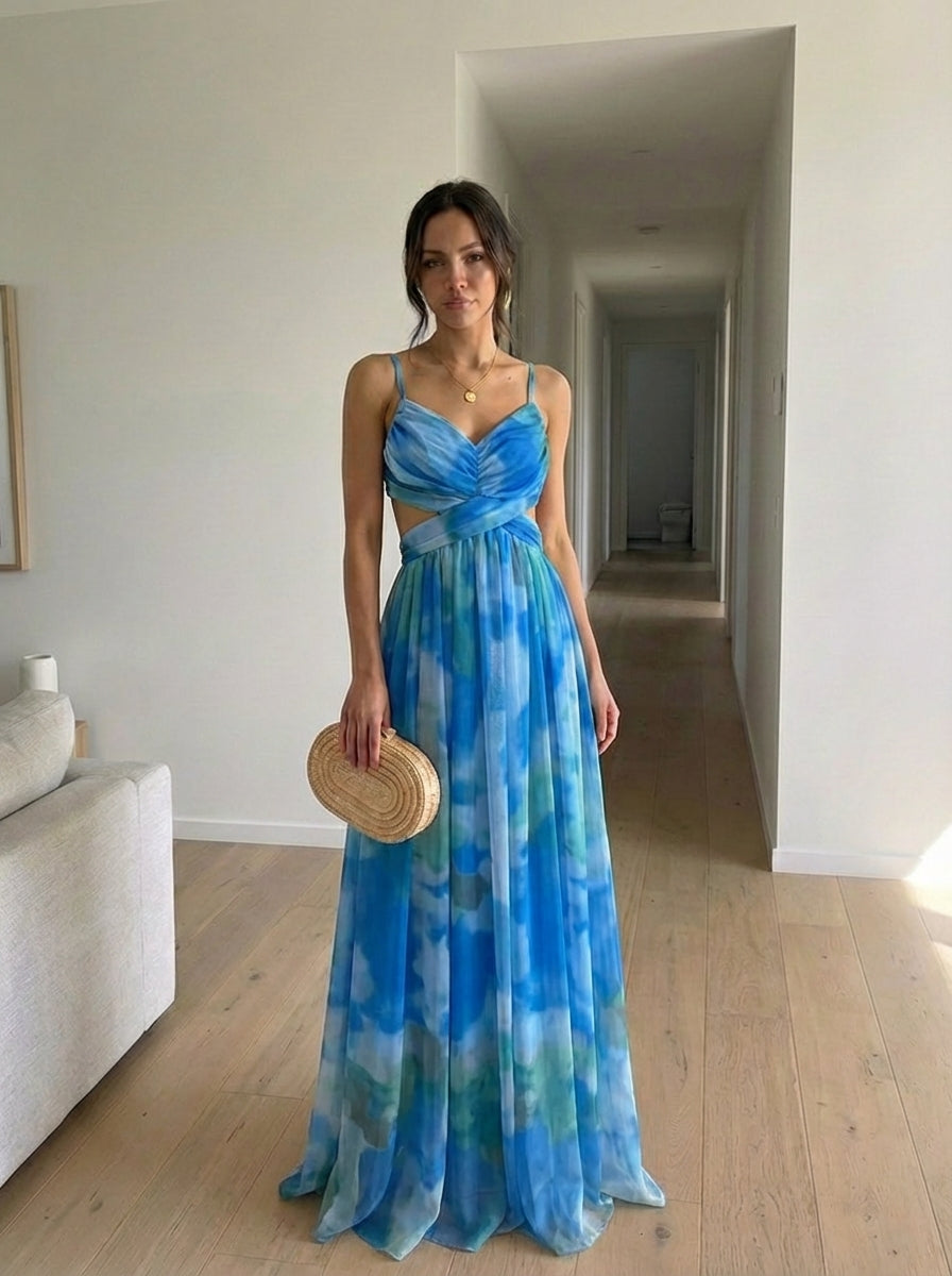 Vestido largo con estampado floral