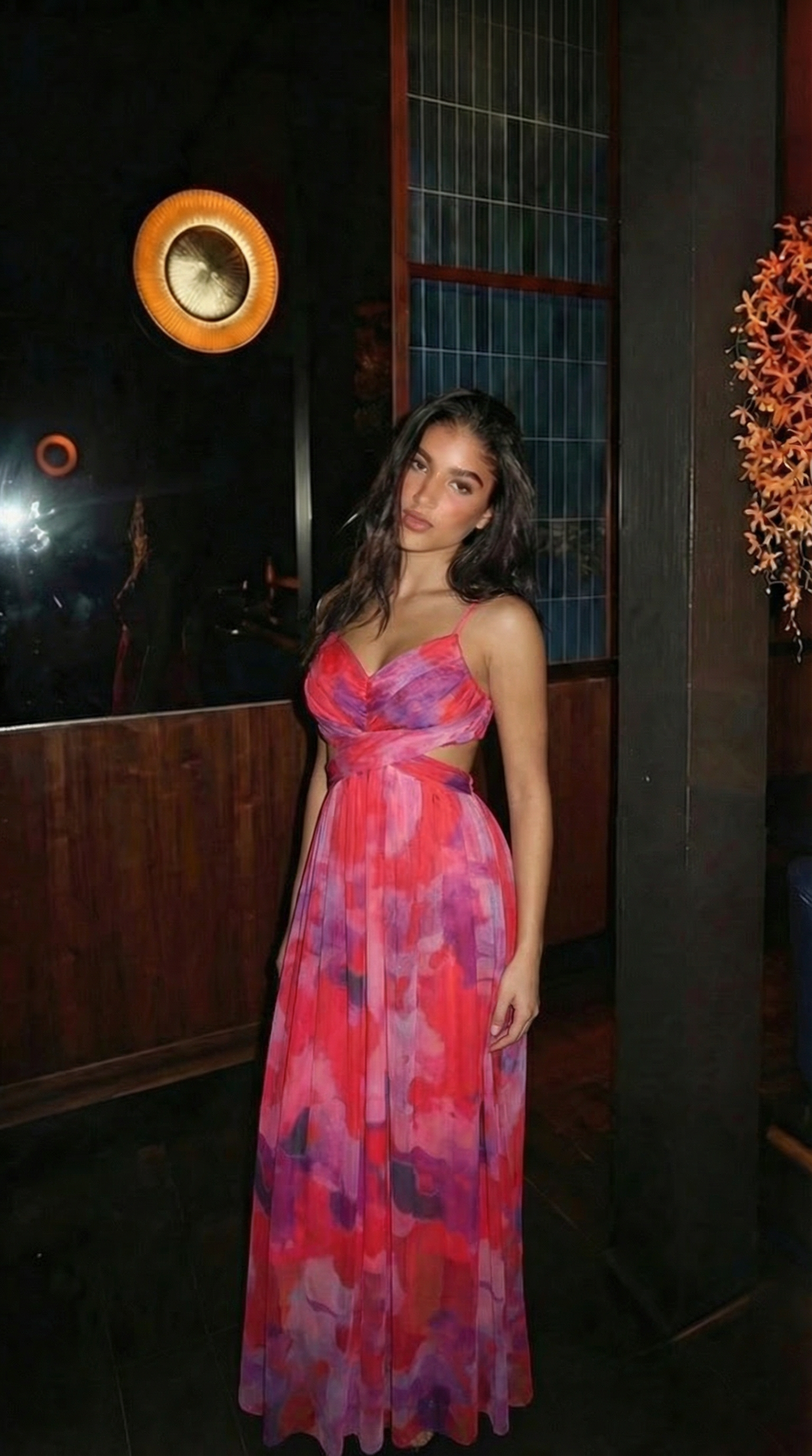 Vestido largo con estampado floral