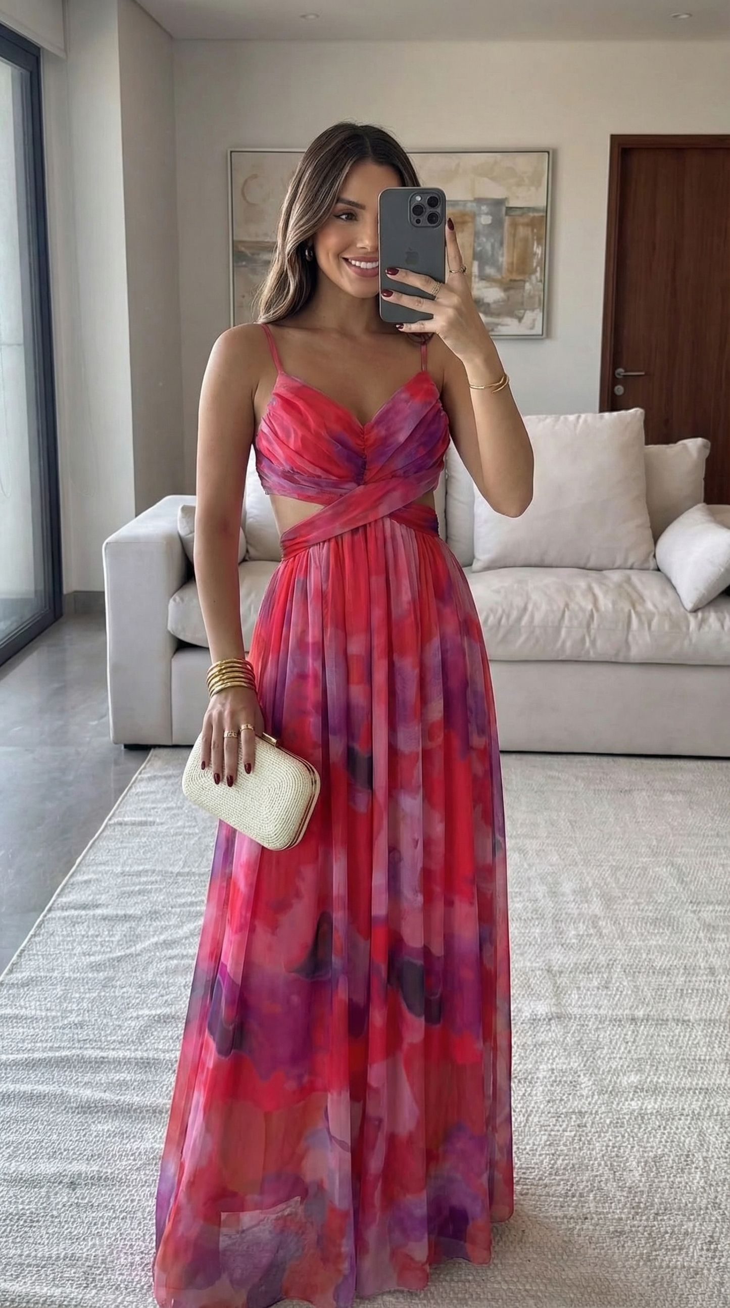 Vestido largo con estampado floral